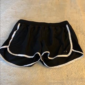 Black Workout Shorts with White Stripes